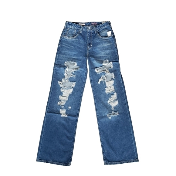 𝅺Anthropologie Pilcro Joey Jeans High Rise Straight Leg Distressed Front - Picture 3 of 13